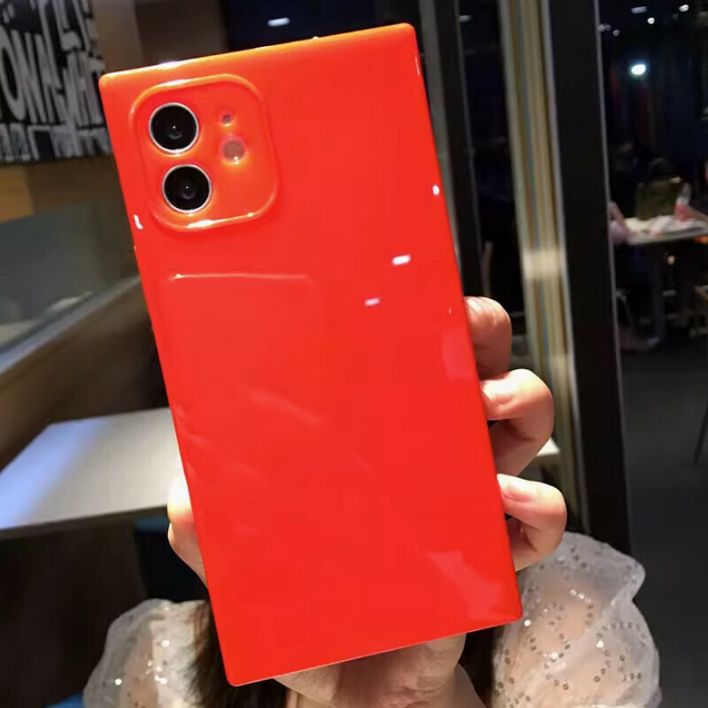 The new right-angled square macaron candy color is suitable for iPhone mobile phone cases [red (square candy color soft shell)] [contact customer service after placing the order to confirm the phone model]