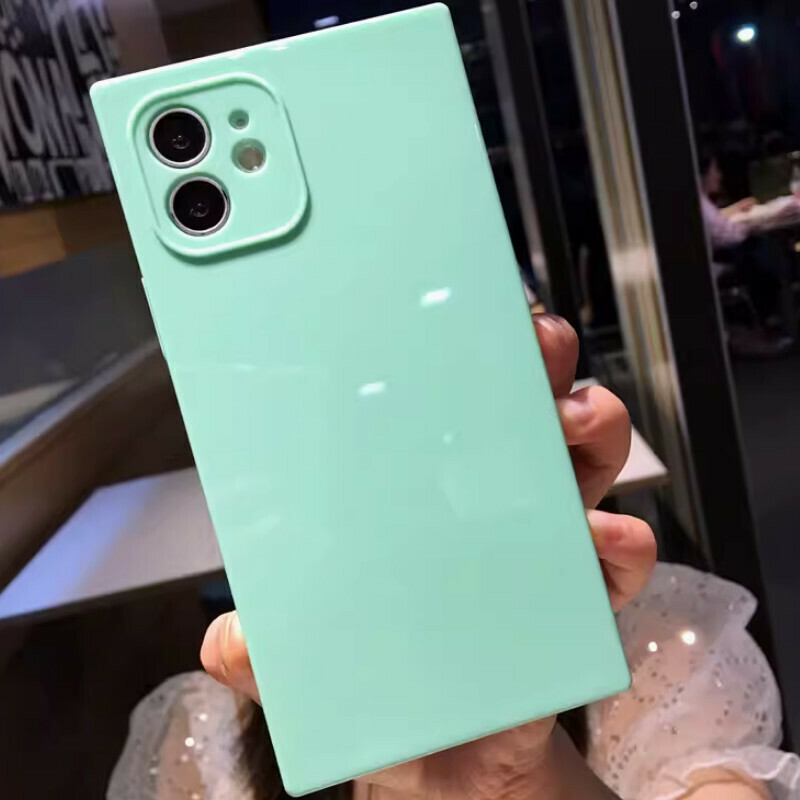 The new right-angled edge square macaron candy color is suitable for iPhone mobile phone cases [mint green (square candy color soft shell)] [contact customer service after placing the order to confirm the phone model]