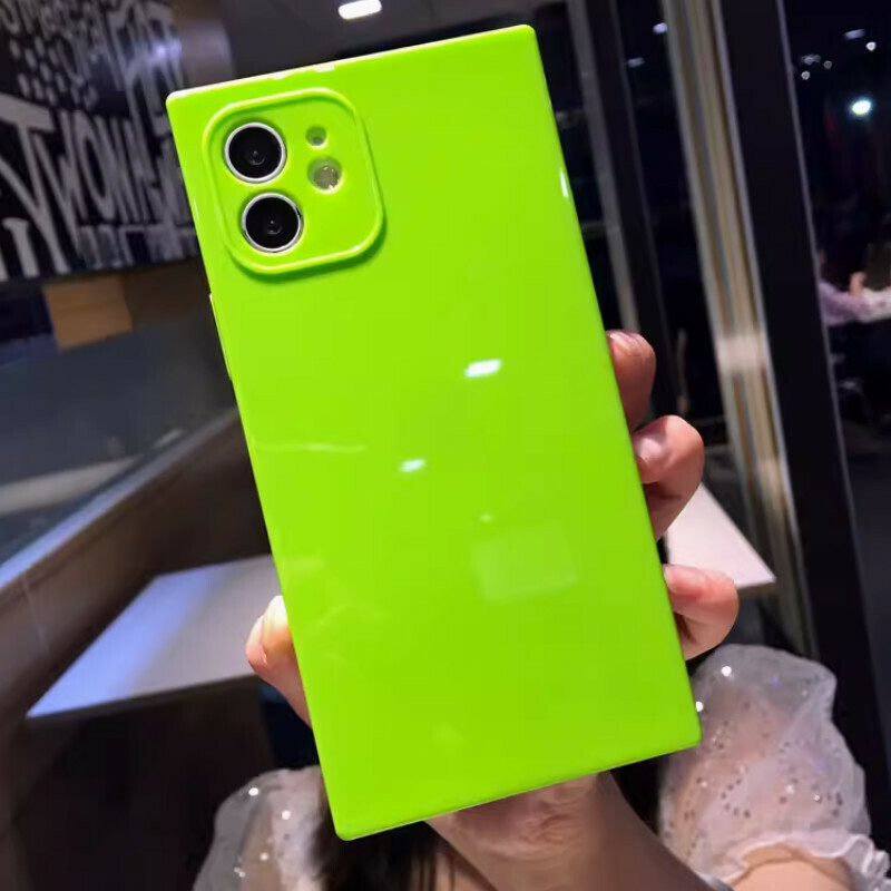 The new right-angled edge square macaron candy color is suitable for iPhone mobile phone cases [light green (square candy color soft shell)] [contact customer service after placing the order to confirm the phone model]