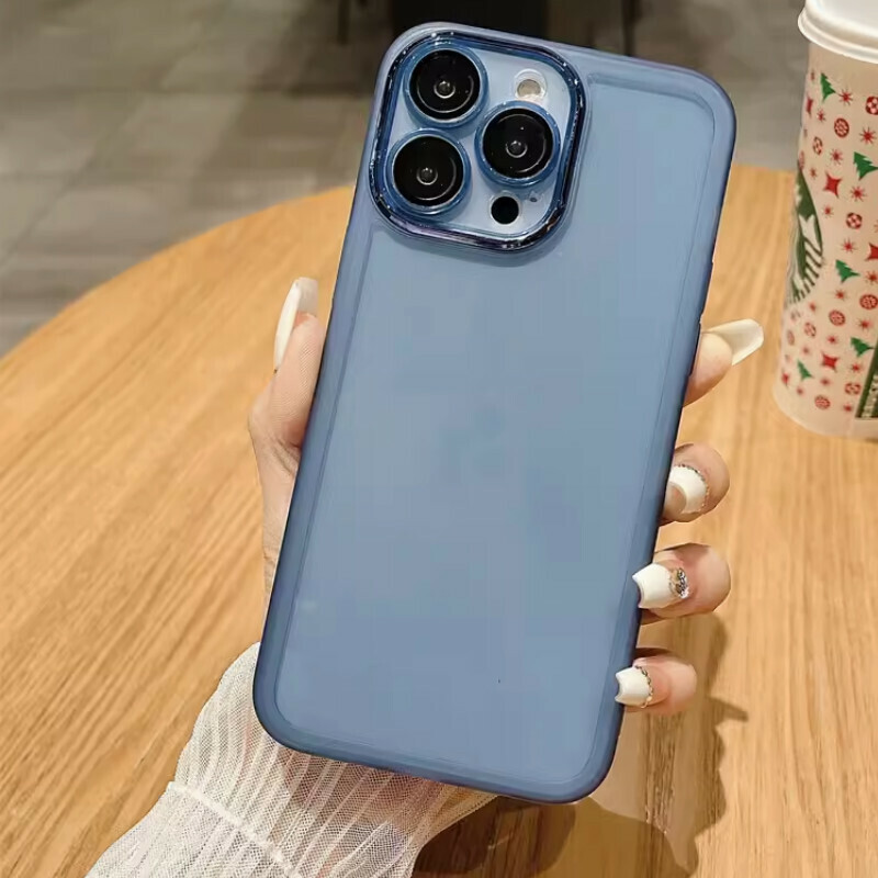 The new electroplated ring with built-in lens film is suitable for iPhone cases [transparent blue (electroplated lens ring with lens film)] [Contact customer service to confirm the phone model after placing the order]
