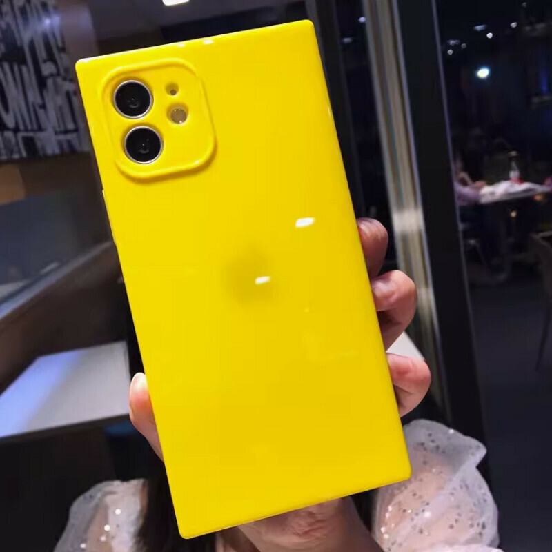 The new right-angled square macaron candy color is suitable for iPhone mobile phone cases [yellow (square candy color soft shell)] [contact customer service to confirm the phone model after placing the order]