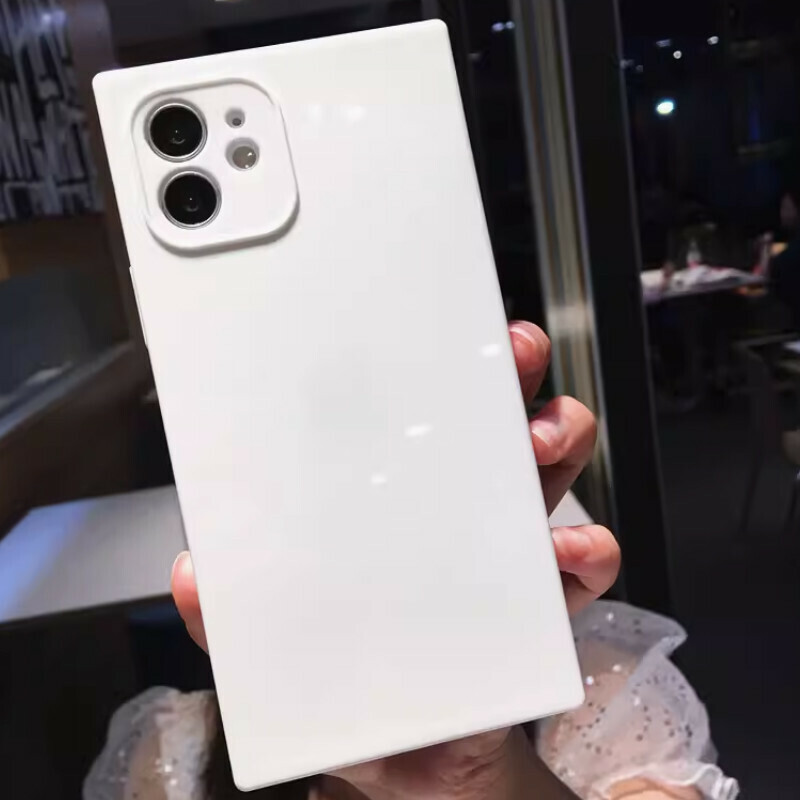 The new right-angled square macaron candy color is suitable for iPhone mobile phone cases [white (square candy color soft shell)] [contact customer service after placing the order to confirm the phone model]