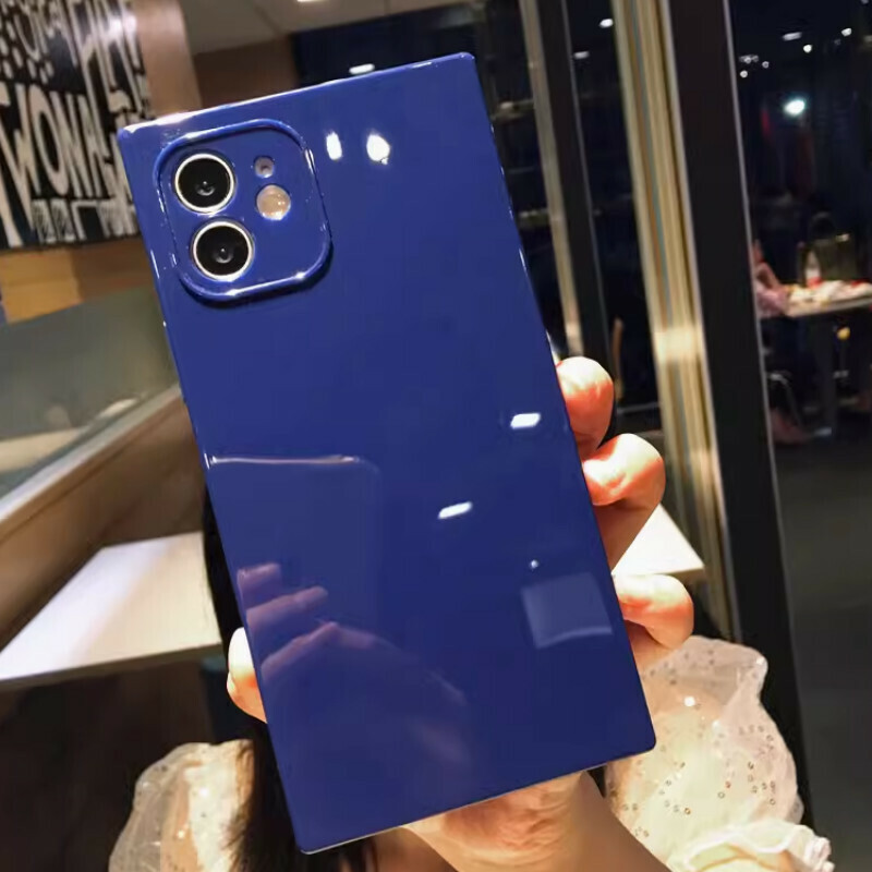The new right-angled edge square macaron candy color is suitable for iPhone mobile phone cases [royal blue (square candy color soft shell)] [contact customer service after placing the order to confirm the phone model]