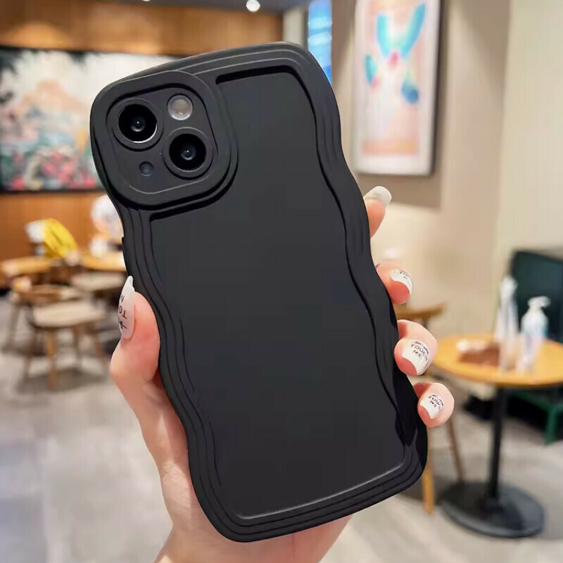 New skin-feel large wave pattern suitable for iPhone mobile phone case [black skin-feel large wave soft shell] [contact customer service after placing the order to confirm the phone model]