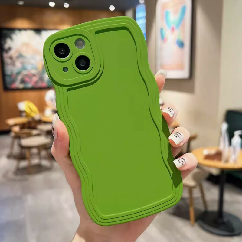 New skin-feel large wave pattern suitable for iPhone mobile phone case [Grass green skin-feel large wave soft shell] [Contact customer service after placing the order to confirm the phone model]
