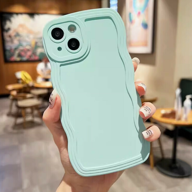 New skin-feel large wave pattern suitable for iPhone mobile phone case [mint green skin-feel large wave soft shell] [contact customer service after placing the order to confirm the phone model]