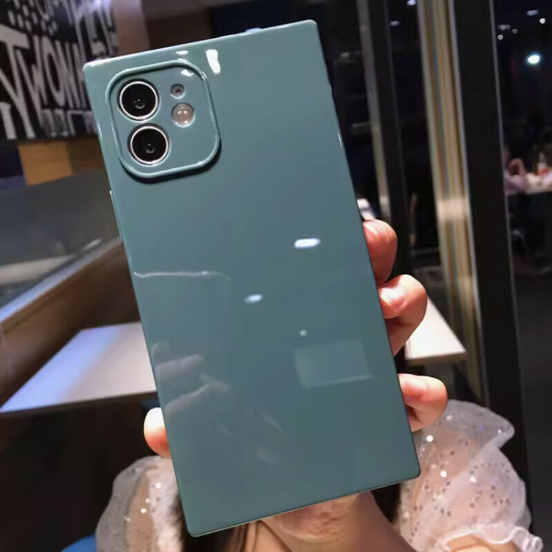 The new right-angled square macarons in candy color are suitable for iPhone mobile phone cases [grandma gray (square candy color soft shell)] [contact customer service after placing the order to confirm the phone model]