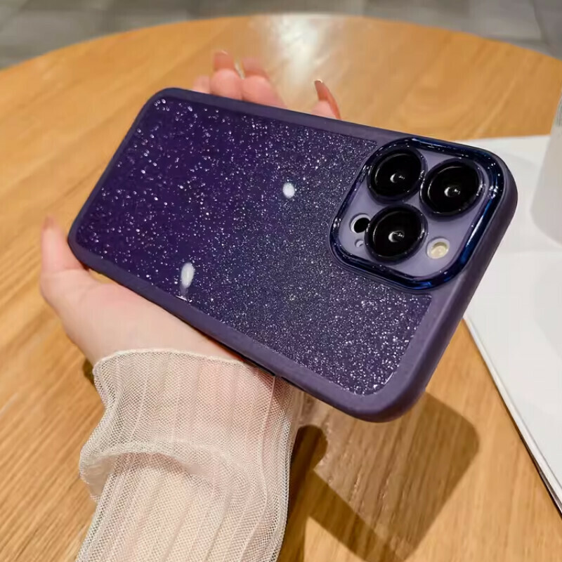 The new electroplated ring with built-in lens film is suitable for iPhone cases [transparent purple + glitter paper (electroplated mirror ring with lens film)] [contact customer service after placing the order to confirm the phone model]