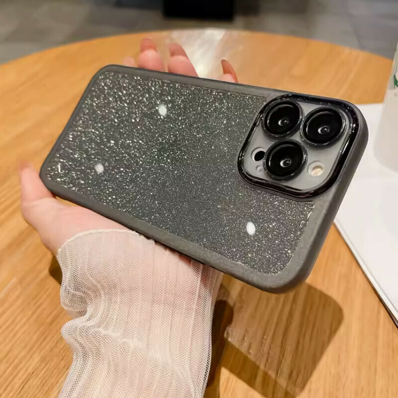 The new electroplated ring with built-in lens film is suitable for iPhone cases [transparent black + glitter paper (electroplated mirror ring with lens film)] [contact customer service after placing the order to confirm the phone model]