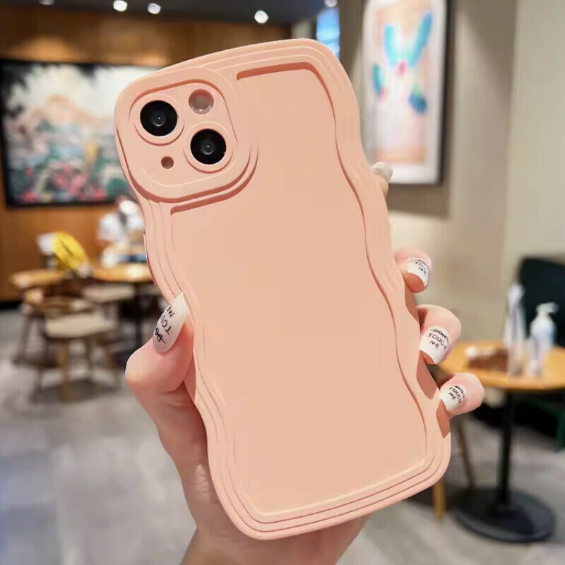 New skin-feel large wave pattern suitable for iPhone mobile phone case [pink skin-feel large wave soft shell] [contact customer service after placing the order to confirm the phone model]