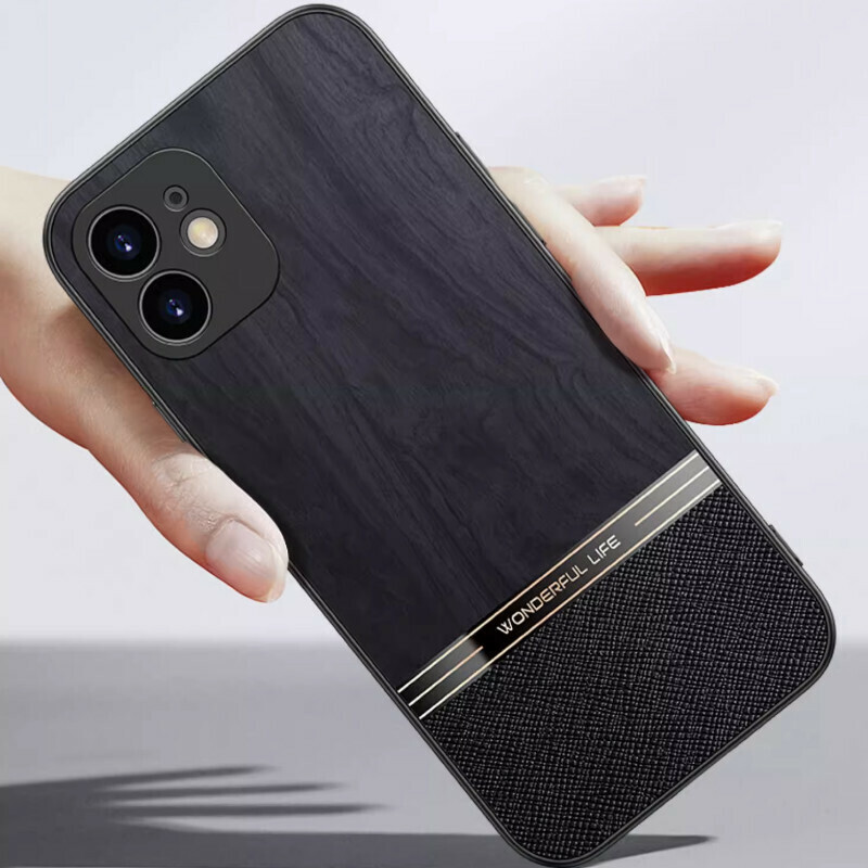 New retro leather tree grain suitable iPhone mobile phone case [black (plain leather wood grain)] [contact customer service after placing the order to confirm the phone model]