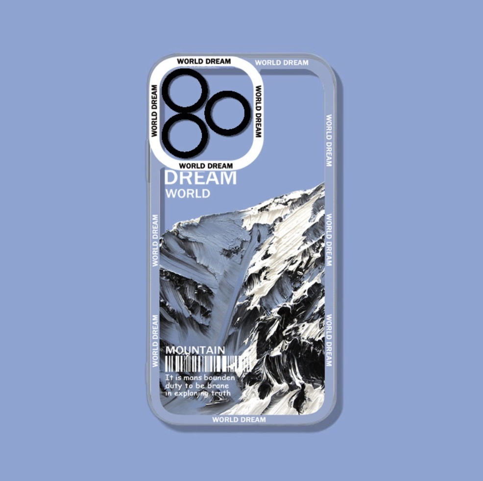新款透明雪山適用於iPhone系列手機殼（【透明】藍邊雪山）(下單後聯絡客服確認手機型號)
