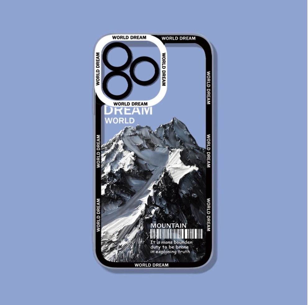 新款透明雪山適用於iPhone系列手機殼（【透明】黑邊雪山）(下單後聯絡客服確認手機型號)