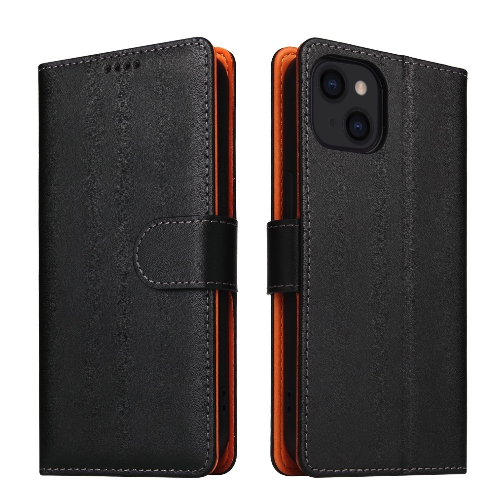 The new business leather case is suitable for iPhone series mobile phone cases (black) (contact customer service to confirm the phone model after placing the order)