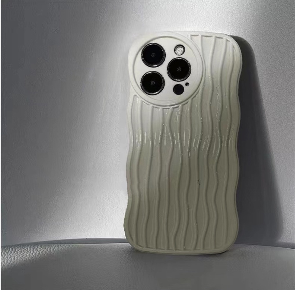 新款矽膠波浪紋適用於iPhone系列手機殼（珍珠白）(下單後聯絡客服確認手機型號)