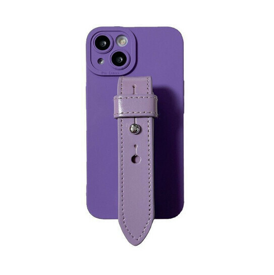 The new mobile phone case is suitable for iPhone 14 Promax Apple 13/12 [Angel Eyes Purple + Leather Wristband] (contact customer service to confirm the phone model after placing the order)