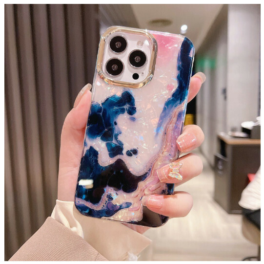 The new mobile phone case is suitable for Apple 14/12/11/iPhone13 [double-sided coating-shell pattern white and black marble] (contact customer service to confirm the mobile phone model after placing the order)
