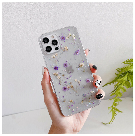 The new mobile phone case is suitable for iPhone14promax Apple 13/12mini/11/XS [Purple Small Floral] (contact customer service to confirm the mobile phone model after placing the order)