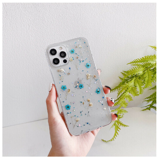 The new mobile phone case is suitable for iPhone14promax Apple 13/12mini/11/XS [blue floral] (contact customer service to confirm the mobile phone model after placing the order)