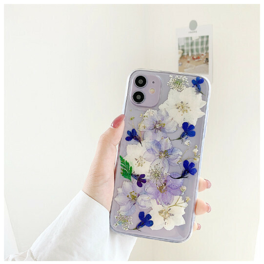 The new mobile phone case is suitable for iPhone14promax Apple 13/12mini/11/XS [white and purple flower] (contact customer service to confirm the mobile phone model after placing the order)