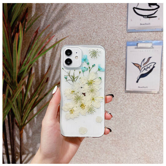 The new mobile phone case is suitable for iPhone14promax Apple 13/12mini/11/XS [white flower] (contact customer service to confirm the mobile phone model after placing the order)