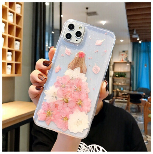 The new mobile phone case is suitable for iphone13Promax Apple 14/8plus [Pink Flower Girl] (contact customer service to confirm the mobile phone model after placing the order)