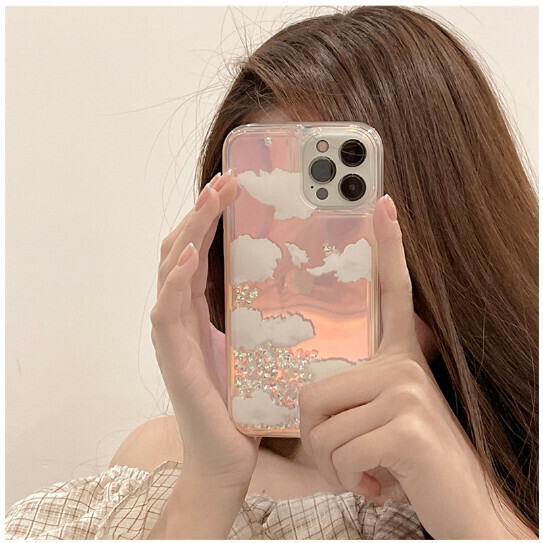 The new mobile phone case is suitable for Apple 13/iphone11/12promax [Cloud Quicksand + Laser Paper] (contact customer service to confirm the mobile phone model after placing the order)