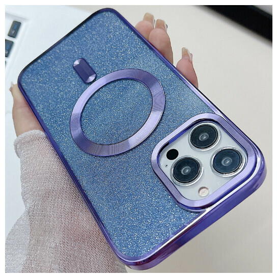 The new mobile phone case is suitable for iphone15pro max [electroplating magnetic + glitter light purple] (contact customer service to confirm the phone model after placing the order)