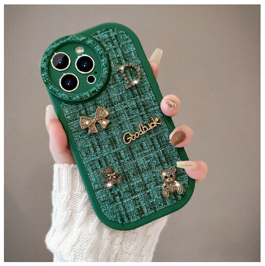 The new mobile phone case is suitable for Apple 14/iPhone13/12/11 [Cangling Green] Xiaoxiangfeng Flannel] (contact customer service to confirm the mobile phone model after placing the order)