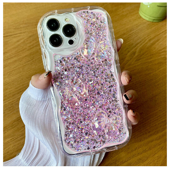 The new mobile phone case is suitable for Apple 11/12/iphone13/14 [pink high flash] laser butterfly] (contact customer service to confirm the mobile phone model after placing the order)