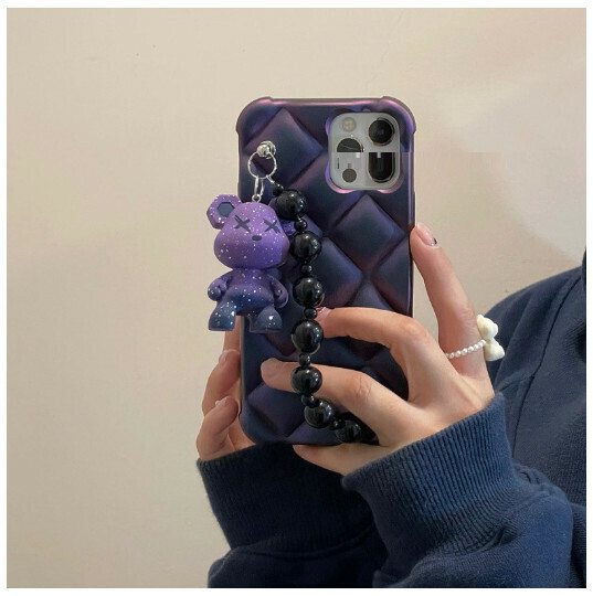 The new mobile phone case is suitable for Huawei p50pro/mate40/iPhone 14 [Diamond Chameleon + Bear Bracelet Purple] (contact customer service to confirm the mobile phone model after placing the order)