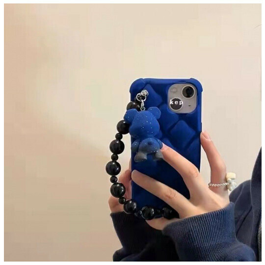 The new mobile phone case is suitable for Huawei p50pro/mate40/iPhone 14 [Lingge Klein Blue + Bear Bracelet Blue] (contact customer service to confirm the phone model after placing the order)