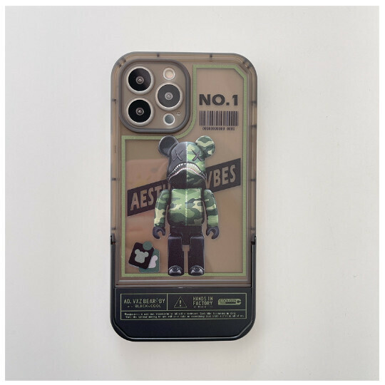 The new mobile phone case is suitable for Huawei mate40pro Honor 50/Apple 11 [invisible bracket green camouflage bear] (contact customer service to confirm the mobile phone model after placing the order)
