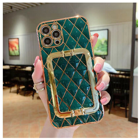 The new mobile phone case is suitable for Apple 14promax [gold buckle bracket [dark night green] (contact customer service to confirm the mobile phone model after placing the order)
