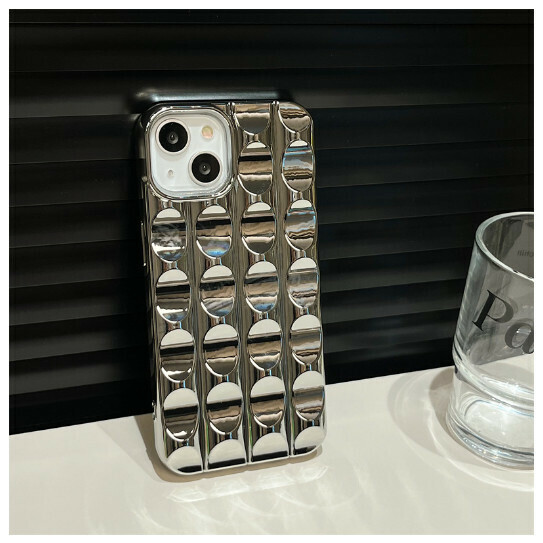 Hot-selling mobile phone case suitable for iPhone 14 promax Apple 13 [concave-convex pattern electroplated silver] (contact customer service to confirm the phone model after placing the order)