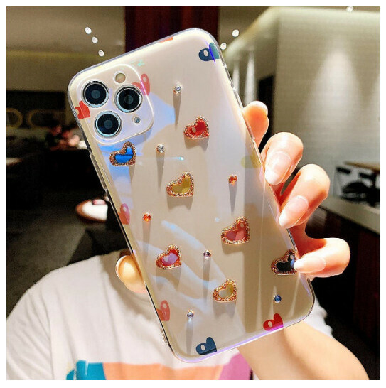 Hot-selling mobile phone case suitable for iPhone 12pro and Apple 11 [colorful little hearts] (contact customer service to confirm the phone model after placing the order)