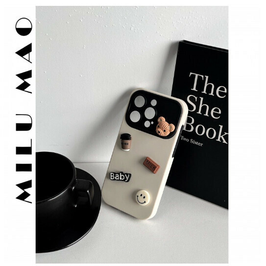 Hot-selling mobile phone case suitable for Apple 14promax/iphone14 [antique white bear sticker] (contact customer service to confirm the phone model after placing the order)
