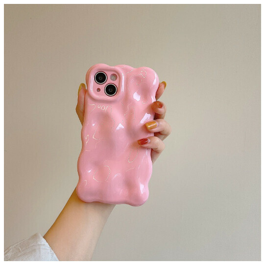 Hot selling mobile phone case suitable for iPhone14pro max Apple 13 [QF Wave Bubble Light Pink] (contact customer service to confirm the phone model after placing the order)