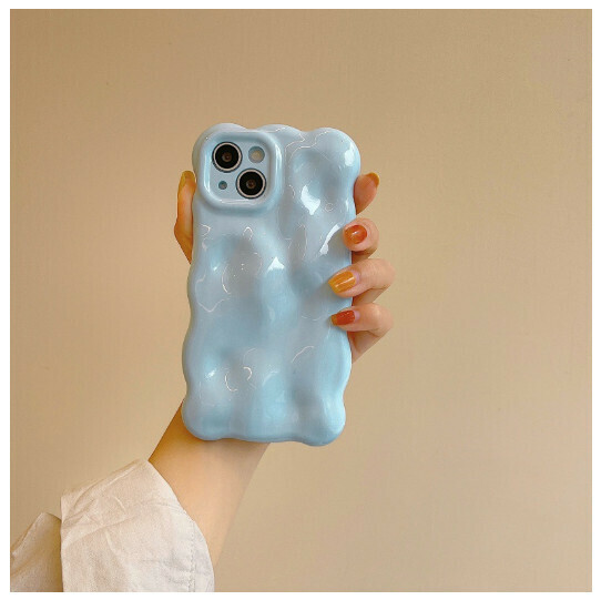 Hot-selling mobile phone case suitable for iPhone14pro max Apple 13 [QF Wave Bubble Milk Blue] (contact customer service to confirm the phone model after placing the order)