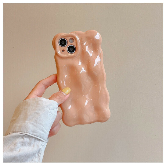 Hot selling mobile phone case suitable for iPhone14pro max Apple 13 [QF Wave Bubble Milk Tea Color] (Contact customer service to confirm the phone model after placing the order)