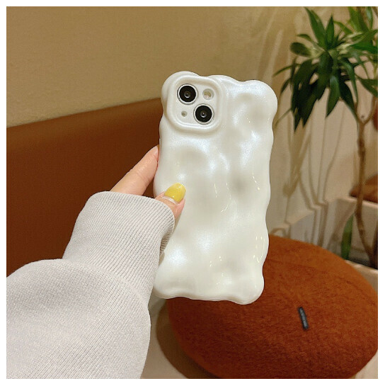 Hot selling mobile phone case suitable for iPhone14pro max Apple 13 [QF Wave Bubble Ivory Pure White] (Contact customer service to confirm the phone model after placing the order)