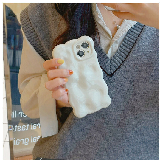 Hot selling mobile phone case suitable for iPhone14pro max Apple 13 [QF Wave Bubble Cream White] (Contact customer service to confirm the phone model after placing the order)