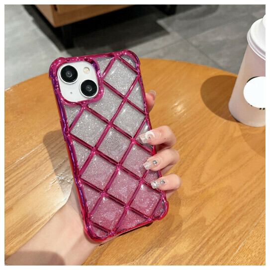 Hot-selling mobile phone case suitable for iPhone14pro max Apple 13 [Electroplated Diamond Gradient Glitter Paper-Rose Red] (Contact customer service to confirm the phone model after placing the order)