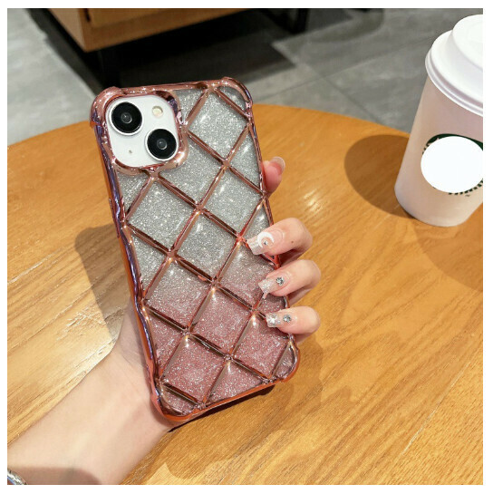 Hot-selling mobile phone case suitable for iPhone14pro max Apple 13 [Electroplating Diamond Gradient Glitter Paper-Rose Gold] (Contact customer service to confirm the phone model after placing the order)