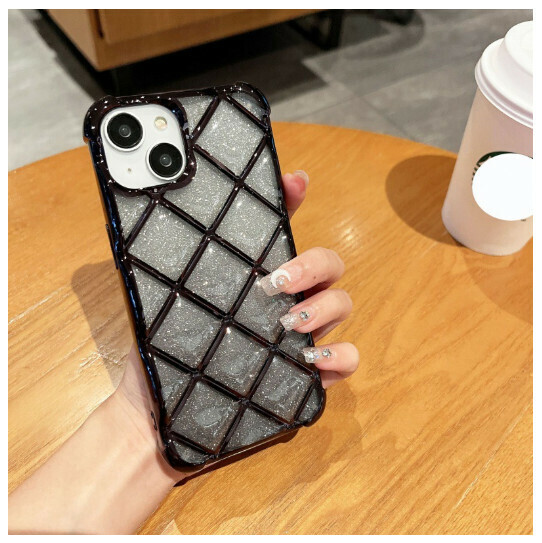 Hot-selling mobile phone case suitable for iPhone14pro max Apple 13 [Electroplated Diamond Gradient Glitter Paper-Black] (Contact customer service to confirm the phone model after placing the order)