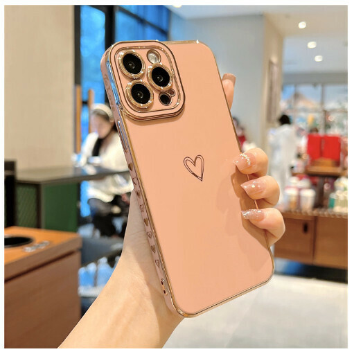 Hot-selling mobile phone case suitable for Apple 13promax/iPhone12 [electroplated side hearts [pink] (contact customer service to confirm the phone model after placing the order)