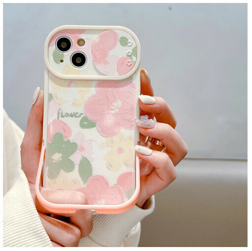 Hot selling mobile phone case suitable for Apple 13promax/12/11 [pink oil painting flower] (contact customer service to confirm the phone model after placing the order)