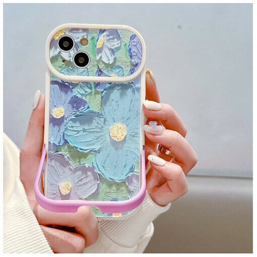 Hot-selling mobile phone case suitable for Apple 13promax/12/11 [Purple Oil Painting Flower] (contact customer service to confirm the mobile phone model after placing the order)