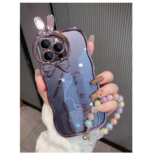 Hot-selling mobile phone case suitable for Apple 14/11/iphone13pro/12pro max [dark purple + colorful bracelet] (contact customer service to confirm the phone model after placing the order)
