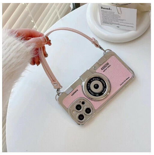 Hot-selling mobile phone case suitable for iphone14promax/Apple 13/11/12 [pink + hand strap] (contact customer service to confirm the phone model after placing the order)